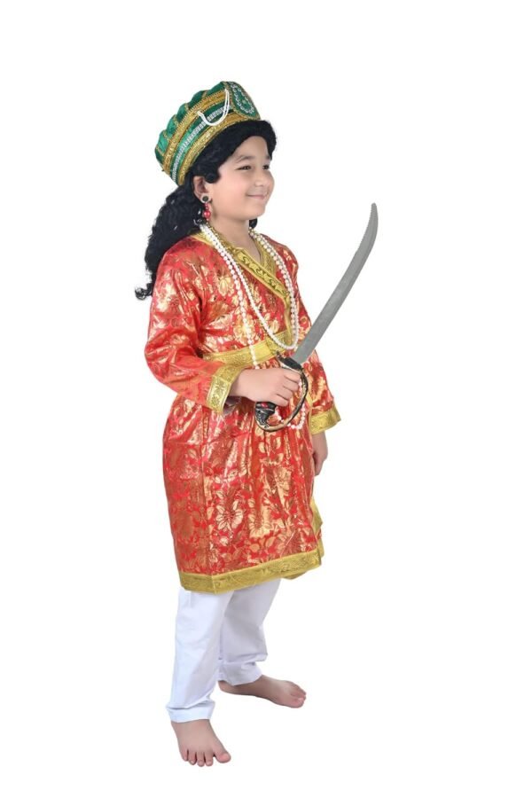 BookMyCostume Mughal Emperor Sultan with Wig & Sword Kids Fancy Dress Costume for Boys & Men 7-8 Years - Image 2