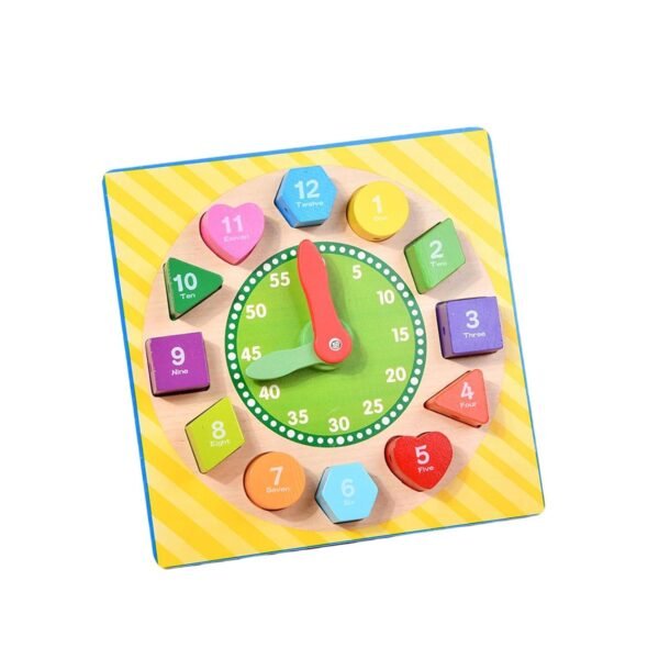 Toy Montessori Wooden Clock Toys Wooden Lacing Threading Toys for Baby Boys Square - Image 5