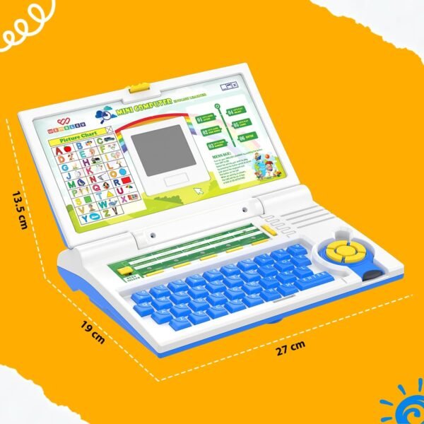 Wembley Educational Kids Laptop For 2-5 Years Boys Girls Computer Toys For 3 Years Ideal Birthday Gift Fun Activity Learning Alphabet,Letter,Words,Games,Mathematics,Music,Logic Memory Tool - Blue - Image 2
