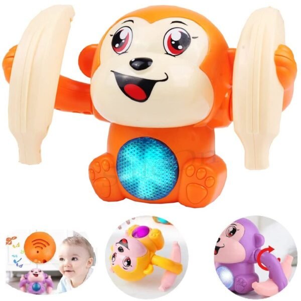 SaleOn Dancing Monkey Toy with Sensor On-Off | Spinning, Rolling, Tumble Action | Light & Musical | Fun Banana Monkey Toy for Kids | Multicolor | Battery Operated (Batteries Not Included)