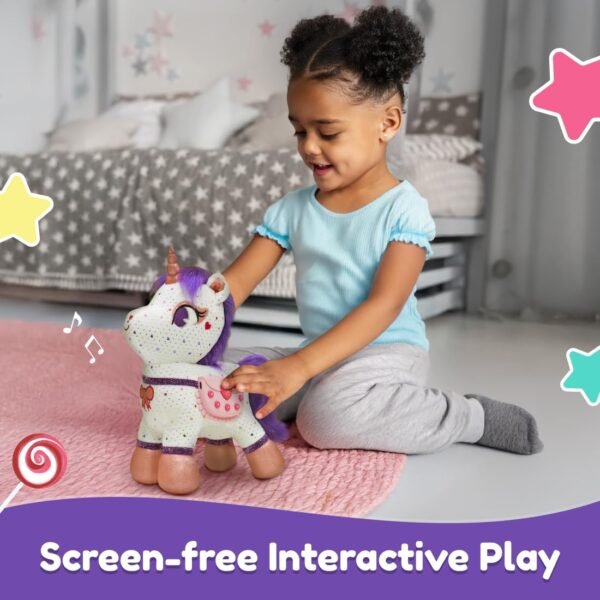 Shifu ZeeZee The Smart Storyteller - Singing & Talking Unicorn Friend Soft Toys for Kids Unlimited Content on The App Rhymes Stories Pretend Play Birthday Gifts for Boys and Girls Ages 3, 4, 5, 6 - Image 3