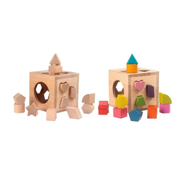 Toy Shape Sorter Intelligence Box Shape Recognition Shape Sorting Box Girls Kids Wood - Image 5