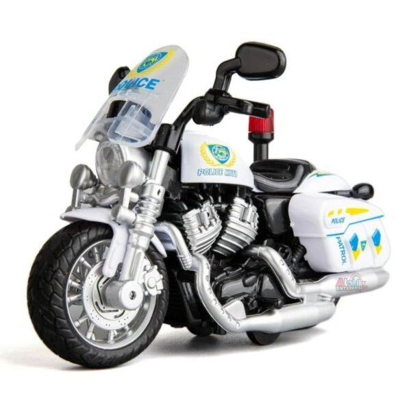 Pull Back Motorcycle Toys, Tiny Gift with Music Lighting, Latte Motorcycles Toy for Kids Boys Age 3-8 Year Old-Pack of 1-Police Moto