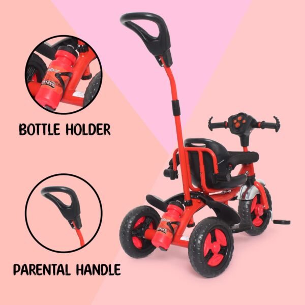 Fun Ride Kid\'s Tricycle Panther 2in1 for 1 to 5 Years - Plug and Play Baby Trike with Music and Lights with Removable Parental Control Handle - Red (Weight - Upto 25 Kg) - Image 4