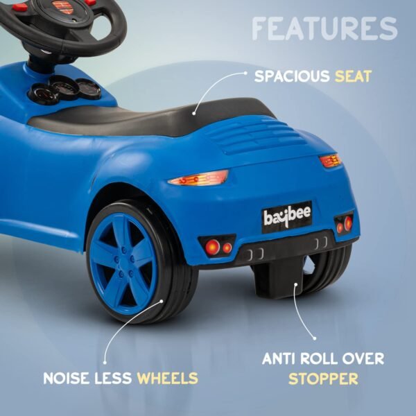 Baybee Bolt Baby Push Ride on Car for Kids | Push Rideons Jeep with LED Light, Music & Comfort Seat | Baby Car Ride on Toys for Toddlers | Portable Kids Cars for 1 to 3 Years Boys Girls (Blue) - Image 5