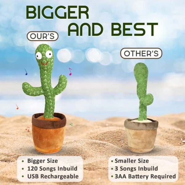 Dancing Cactus Toy for Kids (1 Year Warranty) Talking Singing Children Baby Plush Electronic Toys Voice Recording Repeats What You Say LED Lights - Image 4