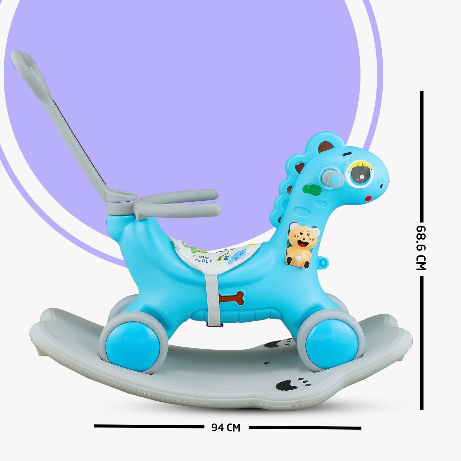 Clever Fox Dino DLX Dinosaur Ride on Musical Toy Rockers for Kids/Rocker Indoors & Outdoors Made in India for 1-3 Years Unisex Kids (Blue) - Image 2