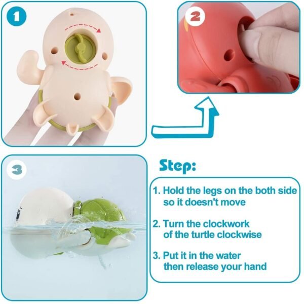 Set of 4 Bath Toys, Cute Swimming Bath Toys for Toddlers 1-3, Floating Wind Up Toys for 1 2 3 4 5 Year Old Boy Girl, New Born Baby Bathtub Water Toys, Preschool Toddler Pool Toys (Pack of 4) - Image 5