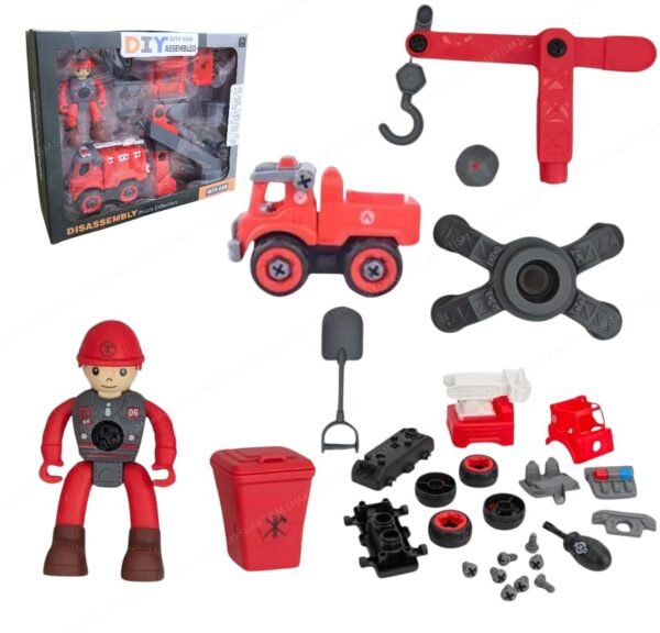 Fire Rescue Toy Set, DIY Assembly Kit with 6 Pieces, Educational STEM Toys for Kids 3-7 Years, Multicolour - Image 2