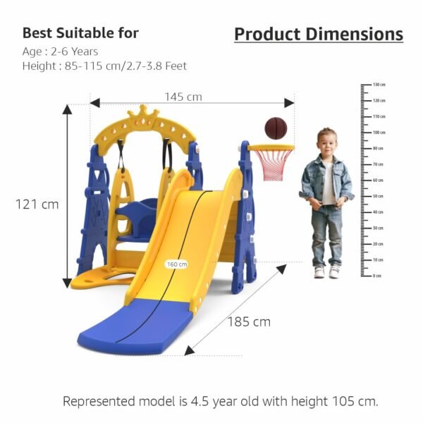Amazon Brand - Solimo 3-in-1 Garden Castle Slide & Swing for Indoor & Outdoor Use | for Kids 2-8 Years Old | Safe & Fun | Ideal for Boys & Girls | Toy for Kids | Easy Assembly, Multicolor - Image 3