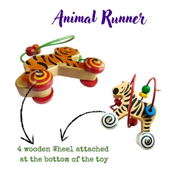 Activity Toy for 1-2 Year Kids | Bead Maze Toy for Kids | Montessori Wooden Toy Indoor Game for Kids | Animal Runner Toy for Kids | Montessori Toy Gift for boy & Girl | Wooden Toy | Random Theme - Image 3