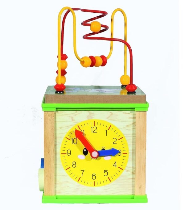 Activity Centre Play Cube Learning House (5-in-1) Bead Maze Smiling Clock Shape Sorting Mechanical Gears Routing Insects Early Educational for Kids [Multicolor, 1-4 Years] - Image 2