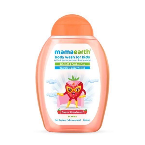 Mamaearth Fruit Based Nourishing Clear Bathing Bar Baby Soap With Glycerine, For Kids 75 Gram X 5 & Mamaearth Super Strawberry Body Wash for Kids with Strawberry Oat Protein – 300 ml, 1 count - Image 5