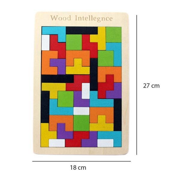 Tetris Puzzle for Kids,Wooden Russian Blocks, Wood Intelligence Puzzle, Brain Teasers Games, Tangram Jigsaw Intelligence Puzzle Educational Gift for Kids,Building Blocks 40pcs, Ages 3-8 Years. - Image 3
