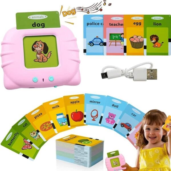 Talking Flash Card Learning Device Toy for Early Learning 224 Words Sounds Music Playing Game - USB Rechargeable for Kids (1-6 Years) Toddlers Pre-School Education (Random, Normal) - Image 4