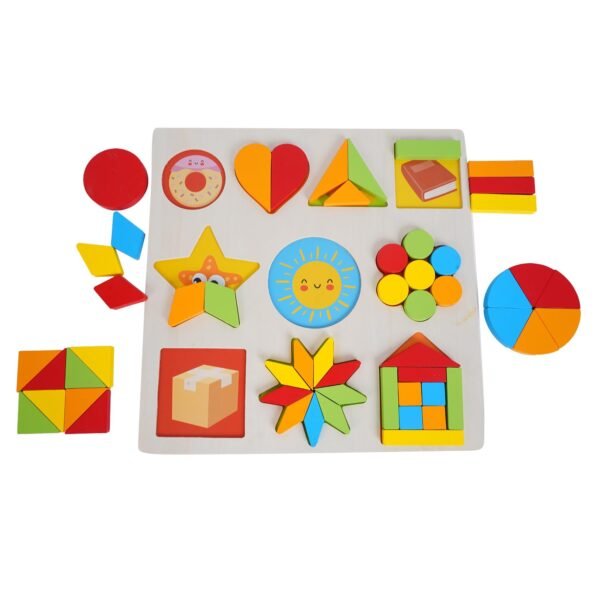 Wooden Geometric Puzzles for Kids, Colourful Shapes Puzzles for Kids for Age 2 Wooden Puzzles for Kids Puzzle Game Brain Games for Kids 3-5 Years Shape Sorter Toy for Kids - Image 2