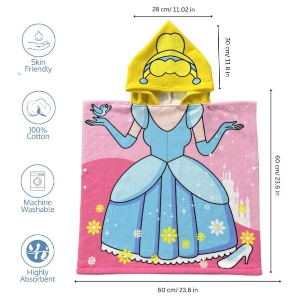 Pirate Baby Shark Poncho Towel for Kids, Hooded Micro-Fiber Bath Towel for Toddlers, Boys & Girls, Soft & Cozy, Ages 1-7 Years, Cute Design, Bathrobe Alternative 60x60 Cm - Image 2