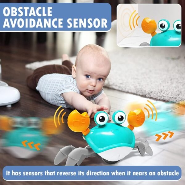 Wembley Crawling Crab Baby Toy for Kids Toddlers Infant Tummy Time Interactive Moving Toys for Babies 12 Months Electric Sensor Musical Dancing Walking Crab Toy Gift for Kids 1 2 3 Year Rechargeable - Image 4