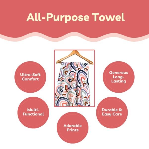 BIGMOON 100% Organic Cotton Baby Muslin Bath Towel 120x100 cm (49 x 39 Inches) – Rainbow Print on White, Ultra-Soft Newborn Swaddle Wrap, Baby & Toddler Towel, Versatile for Kids & Adults - Image 5