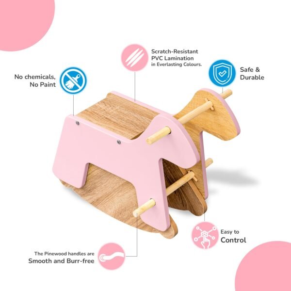 Rocking Horse, a Ride-on Toy for Kids Aged 1-5 Years (Pink) - Image 3