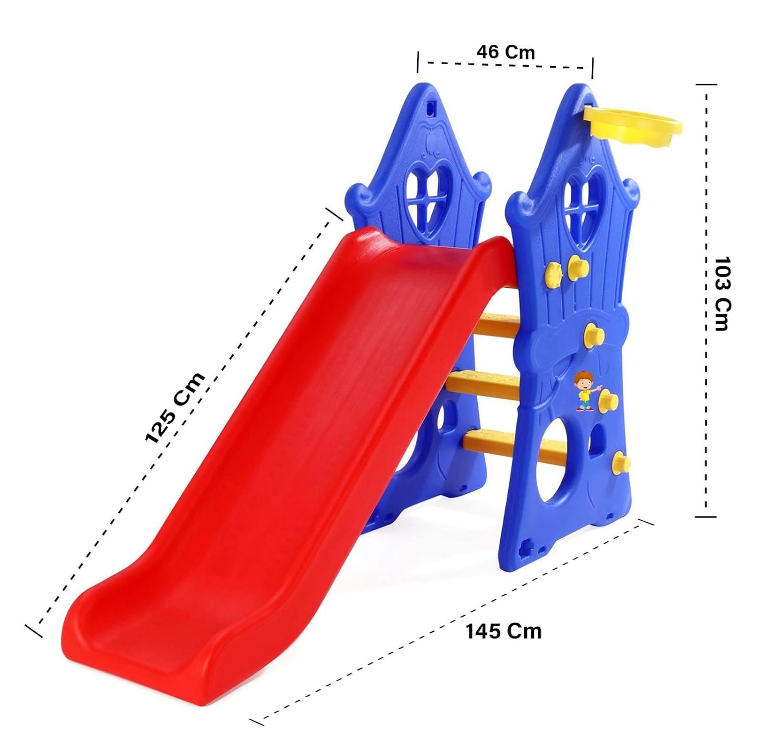 FLIPZON Foldable Hut Shape Sliders for Kid with Basket Ball Ring - Plastic Garden Slide for Kids/Baby Indoor Outdoor Games | Garden Slide for Kids 1-5 Years Boys & Girls - Image 2