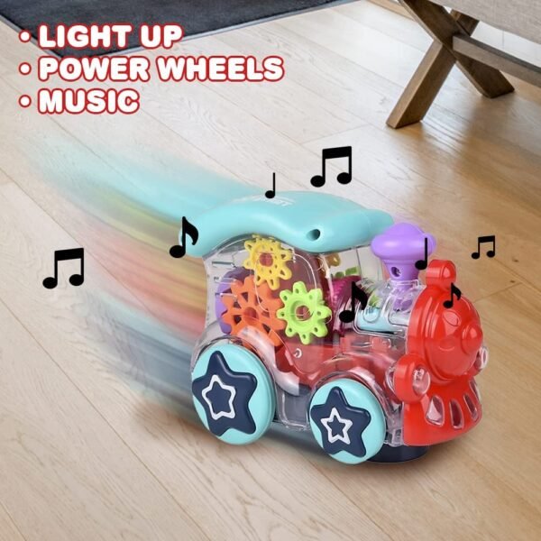 TEC TAVAKKAL Transparent Bump and Go Toys with 3D Lightning, Degree Rotation Concept Gear Light Train Engine, Moving Gears Music | Birthday Toy Gift for 1-10 Year Kids (Gear Engine Toy) - Image 5