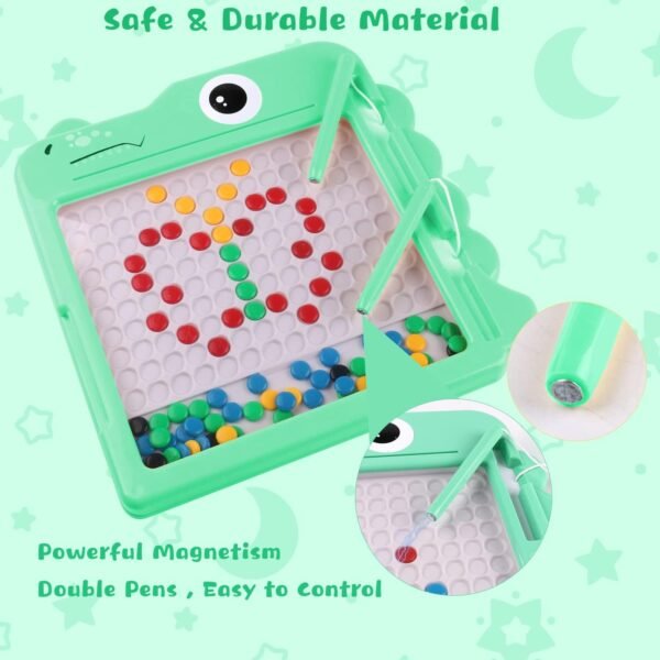 Magnetic Drawing Board for Kids, Children Doodle Board for Early Learning with Colorful Beads and 2 Magnetic Pens, Montessori Toy Magnetic Dot Board for 3-6 Year Old Kids - Image 5