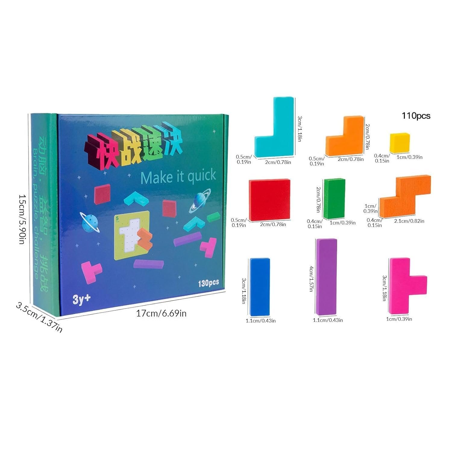 Wooden Blocks Puzzle Puzzle Learning for Boys Girls Kids 3 4 5 6 7 Years Old|Toys & Hobbies | Puzzles | Contemporary Puzzles |110 Building Blocks - Image 3