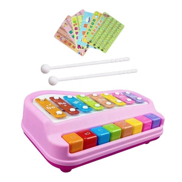 Toy 2 in 1 Baby Piano Xylophone Toy Instruments Toy for 0-3 Years Old Girls Boys Pink - Image 6
