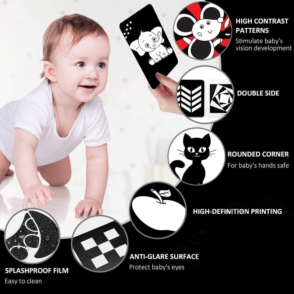 Premium High Contrast Flash Cards for New Born Children - Black & White | 36 Objects | Age Group: 0-1 Year | Visual Stimulation and Sensory Development for Infants - Image 3