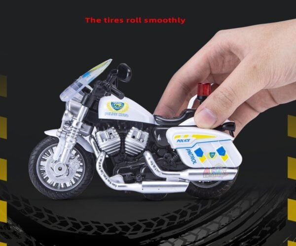 Pull Back Motorcycle Toys, Tiny Gift with Music Lighting, Latte Motorcycles Toy for Kids Boys Age 3-8 Year Old-Pack of 1-Police Moto - Image 4