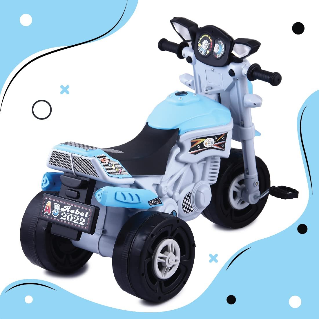 KURB Rebel TRIKES for Kids| Tricycle for Toddlers 1-5 Years | Boys & Girls | Smart Plug N Play | Bullet Tricycle with Light & Music| Capacity Up to 30Kgs Wheels - Blue - Image 4