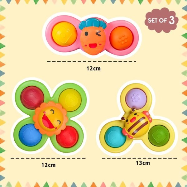 Wembley Baby Products Bath Toys 3 PCS Suction Cup Spinner Toy for Baby Toddlers Sensory Toys for Kids | Sticks to Window Table Baby High Chair Tray Bath Spinners for Baby Gifts for Baby Toddlers - Image 2
