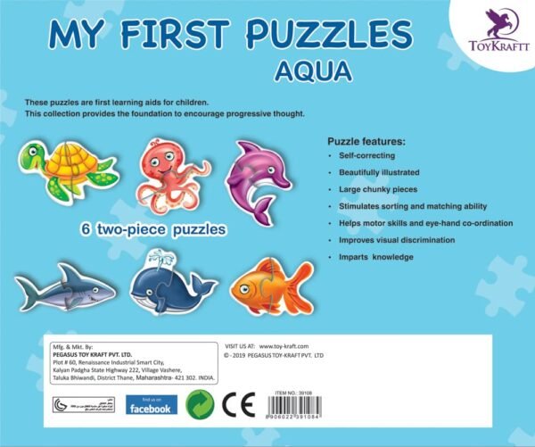 TOYKRAFTT Chunky Infant Floor Puzzle Toy, 2 Piece Puzzles, Puzzles for Kids Age of 2-3 Years, Educational Toys, My First Aquatic Animal Puzzle - Image 4