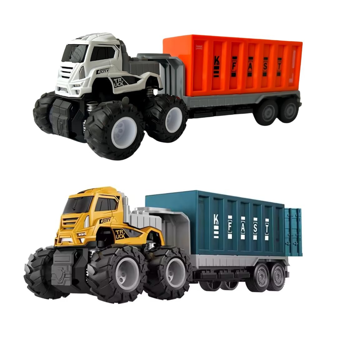 Diecast Transportation Truck Toy | Pack of 1 | Sturdy Alloy Truck with a Friction-Powered Mini Vehicle | Comes in a Random Color | Perfect for Kids who Love Adventure