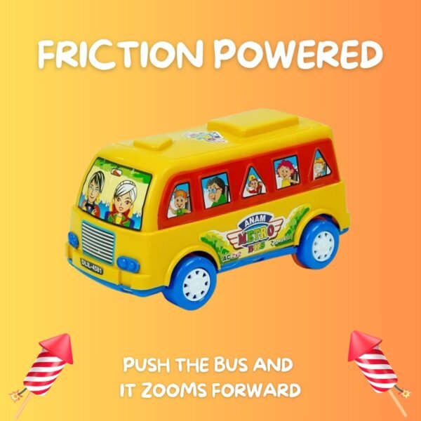 Friction Powered Metro Bus for Toddlers | School Bus Toy for Children 2-5 Years | Vehicle Toys - Image 6