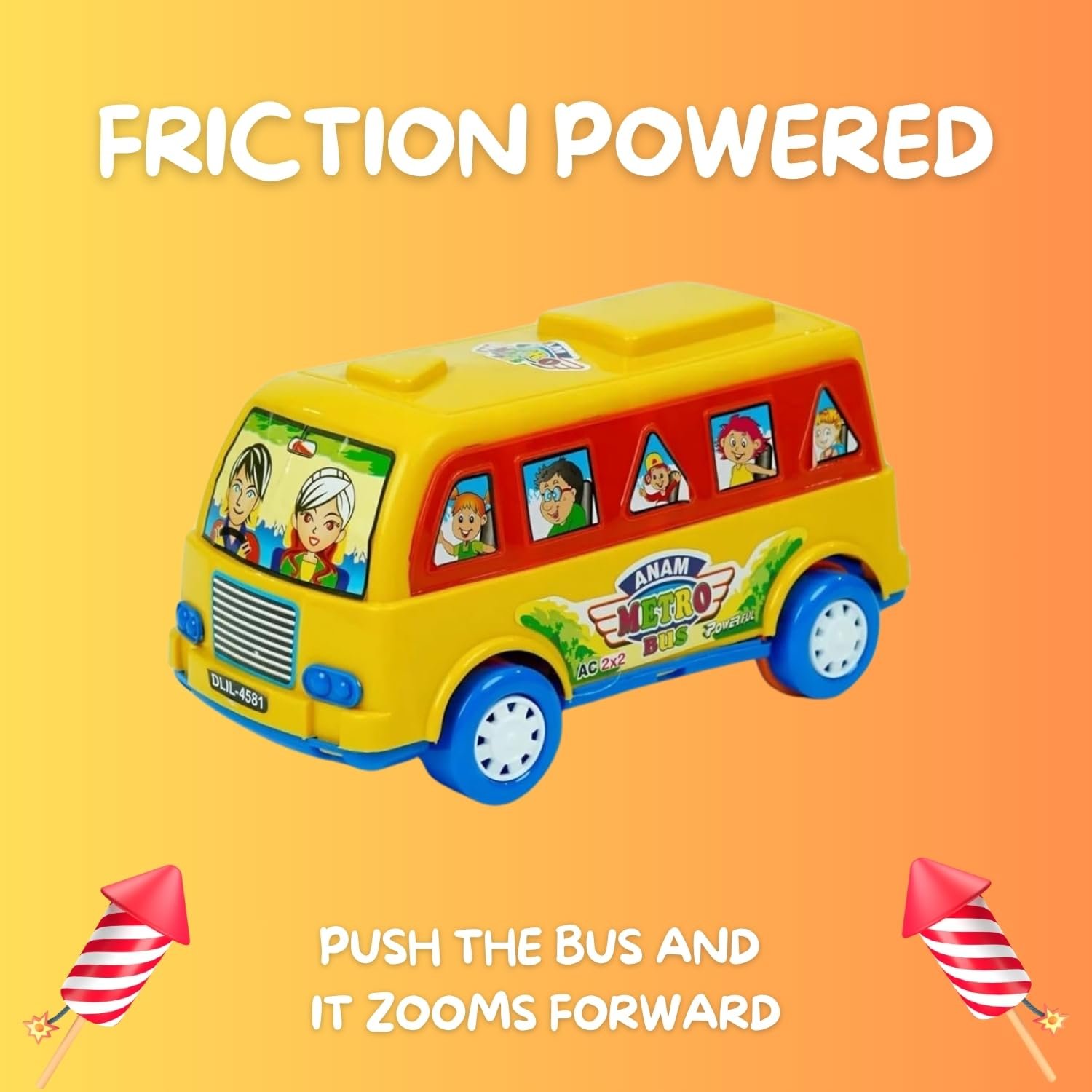 Friction Powered Metro Bus for Toddlers | School Bus Toy for Children 2-5 Years | Vehicle Toys - Image 6