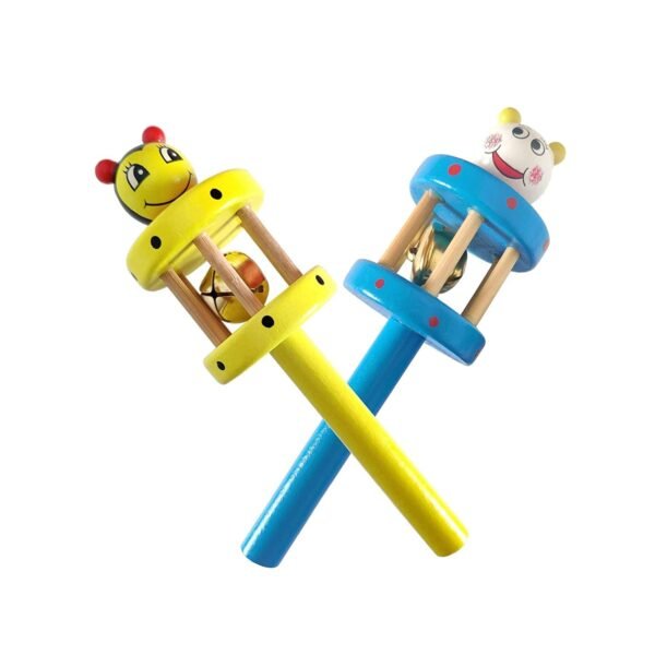 Wooden Rattle Toys for Baby, Infants, New Born Babies (0+ Years) - Cage Rattle - Multicolor - Set of 2 pcs - Discover Sounds