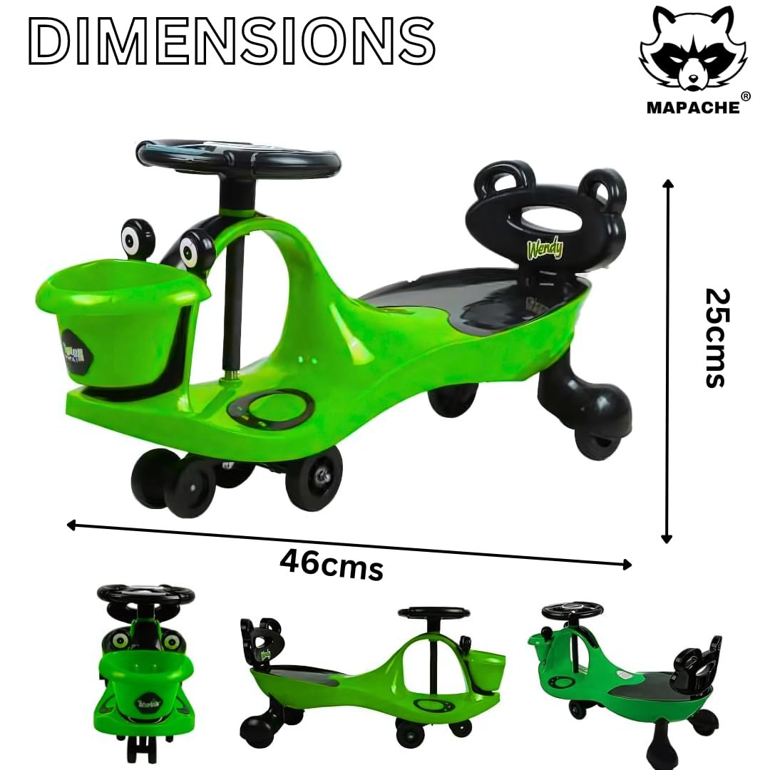 Mapache Wendy Rider Magic Car for Kids with Bucket, Light & Music & Comfortable Seats, Weight Cap- 100 Kg | Ride-on Baby Car, Swing Car, Magic Toy Car, Kids Push Car, Magic Rideon, Color (Green) - Image 2