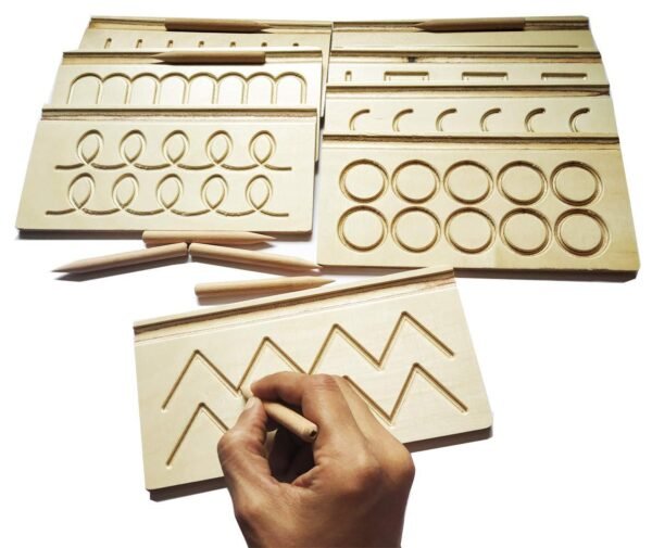 Single Piece Wooden Mathematics Writing Patterns Practice Boards for Kids-Wooden Educational Toys for Kids 3 Years or 2 or 4 Years Old, Patterns tracing Boards, Learning Wooden Toys-Brown