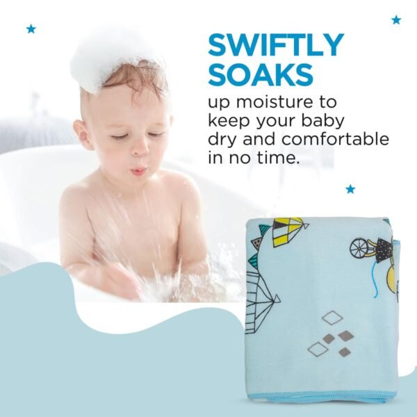 Mee Mee Micro Fiber Baby Bath Towel for New Born | Wash Cloth, Quick Absorbent, Extra Soft Cotton Towels for Kids/Toddlers/Infants/Babies, Pack of 1(Blue) 70X110 CM - Image 4