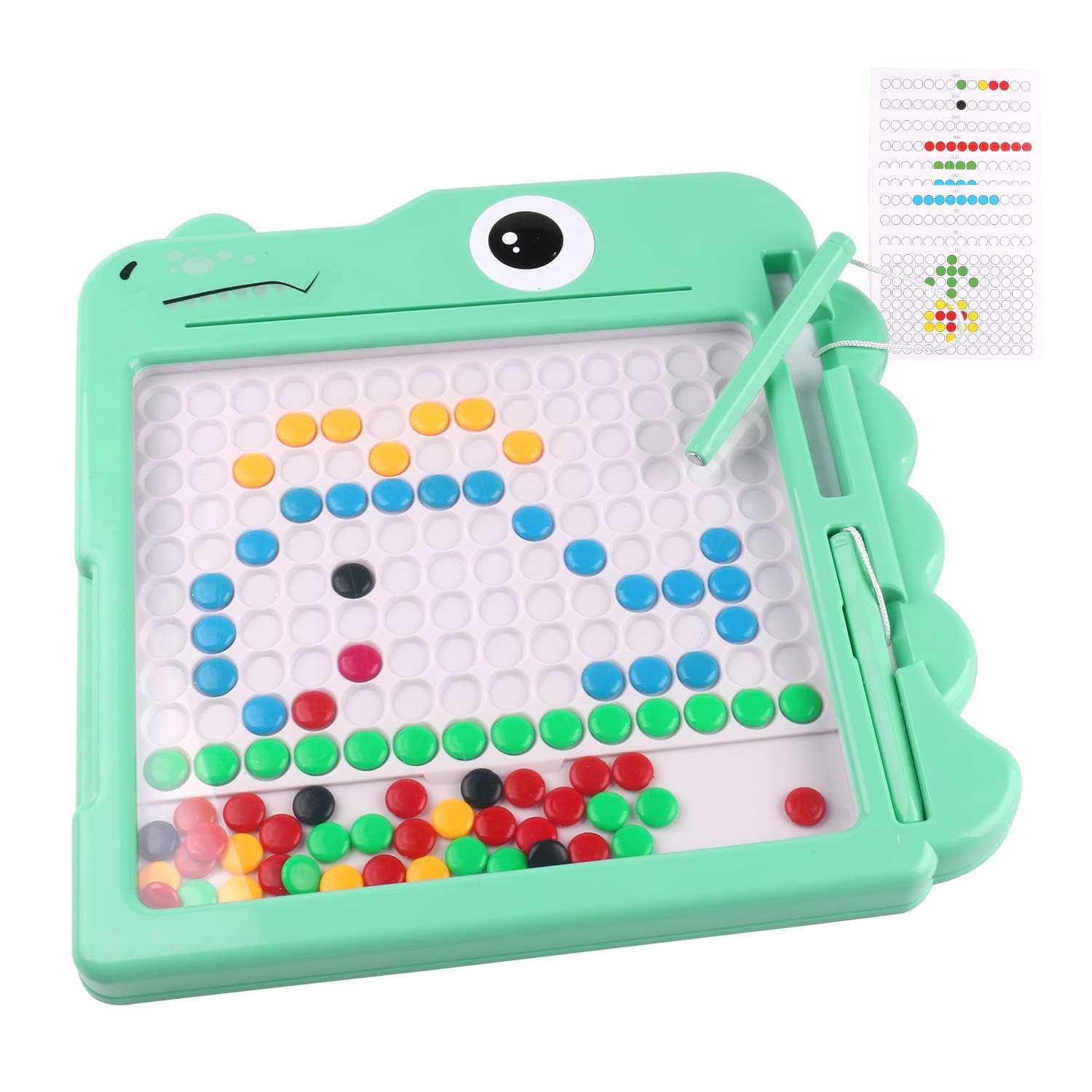 Magnetic Drawing Board for Kids, Children Doodle Board for Early Learning with Colorful Beads and 2 Magnetic Pens, Montessori Toy Magnetic Dot Board for 3-6 Year Old Kids