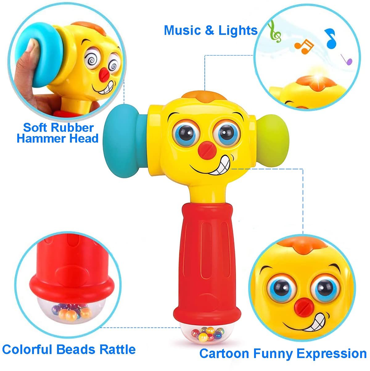 HOLA Baby Toy from 1 Year Music Hammer Game with Rattle, Educational Games Birthday Gift Children\'s Toy from 1 Year Boy Girl with Light and Sound - Image 5
