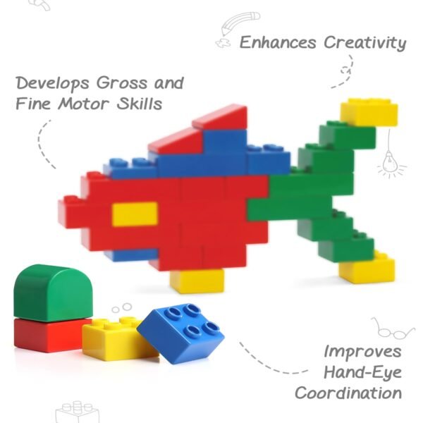Intelliskills Premium Jumbo 75 Pcs Building Blocks for 3+ Years Kids, Construction Block Set for Boys & Girls, Creative Activity Kit,Fun Learning & Educational Toy, Develop Motor Skills, Birthday Gift - Image 5