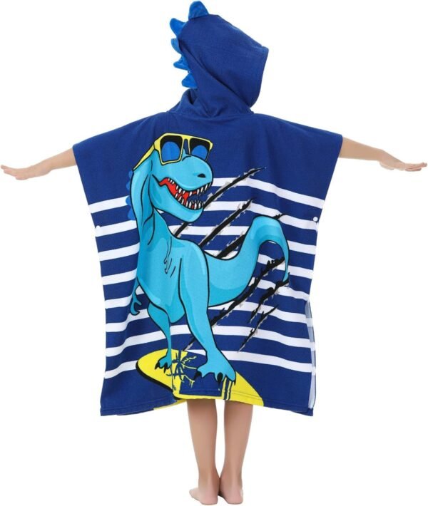 SHAKTISM®Hooded Towel for Kids, Beach Towel Swimming Bath Towel for Girls Boys Children Toddler Kids Hooded Beach Towel, Ultra Soft, Absorbent, 3-10 Years (Kids Hooded Towel -DinoBlue) - Image 4