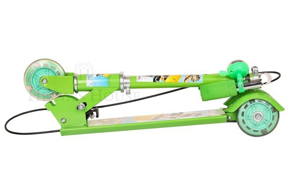 Kick Scooter for Kids 3 Wheeler Foldable Kick Skating Cycle with Brake and Bell, LED on Wheels and Height Adjustable for Boys and Girls for 3-7 Years (Green) - Image 2