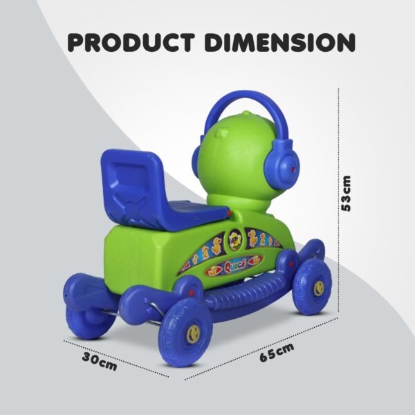 Quack Duck Rider for Kids 1-3 Years Old 2-in-1 Rocker/Ride-Ons & Wagons Non Battery Operated Rideon (Blue & Green) - Image 2