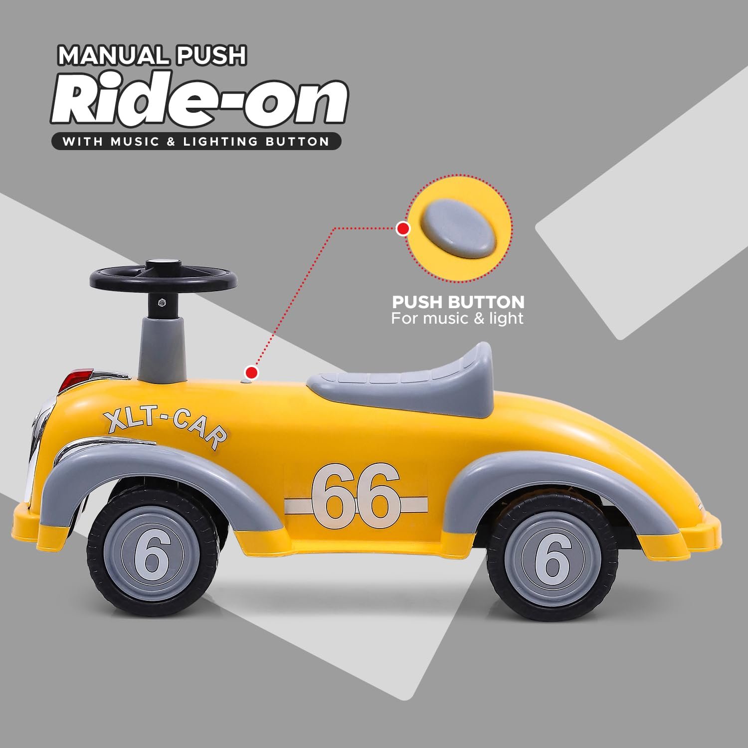 NHR Ride on Car Kids Play Ride on Toys PP Plastic 4 Wheel Magic Baby Slide Car (Yellow) - Image 6