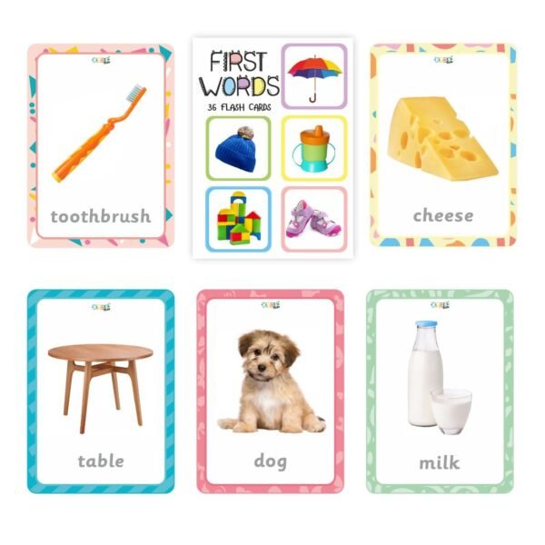 Thick 72 First Words Flash Cards - Age 1-2 Yrs, 36 Double Sided Cards, Montessori Toys, Educational Language_Skills Preschool Learning for Toddlers - Image 4