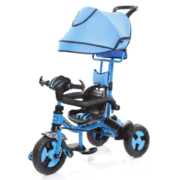 Fun Ride Kids Tricycle Panther 3 in 1 Plug and Play Musical Trike - Parental Control Handle for 1.5 to 5 Years with Safety Handle for Boys and Girls - (Weight - Upto 25 Kg) Blue